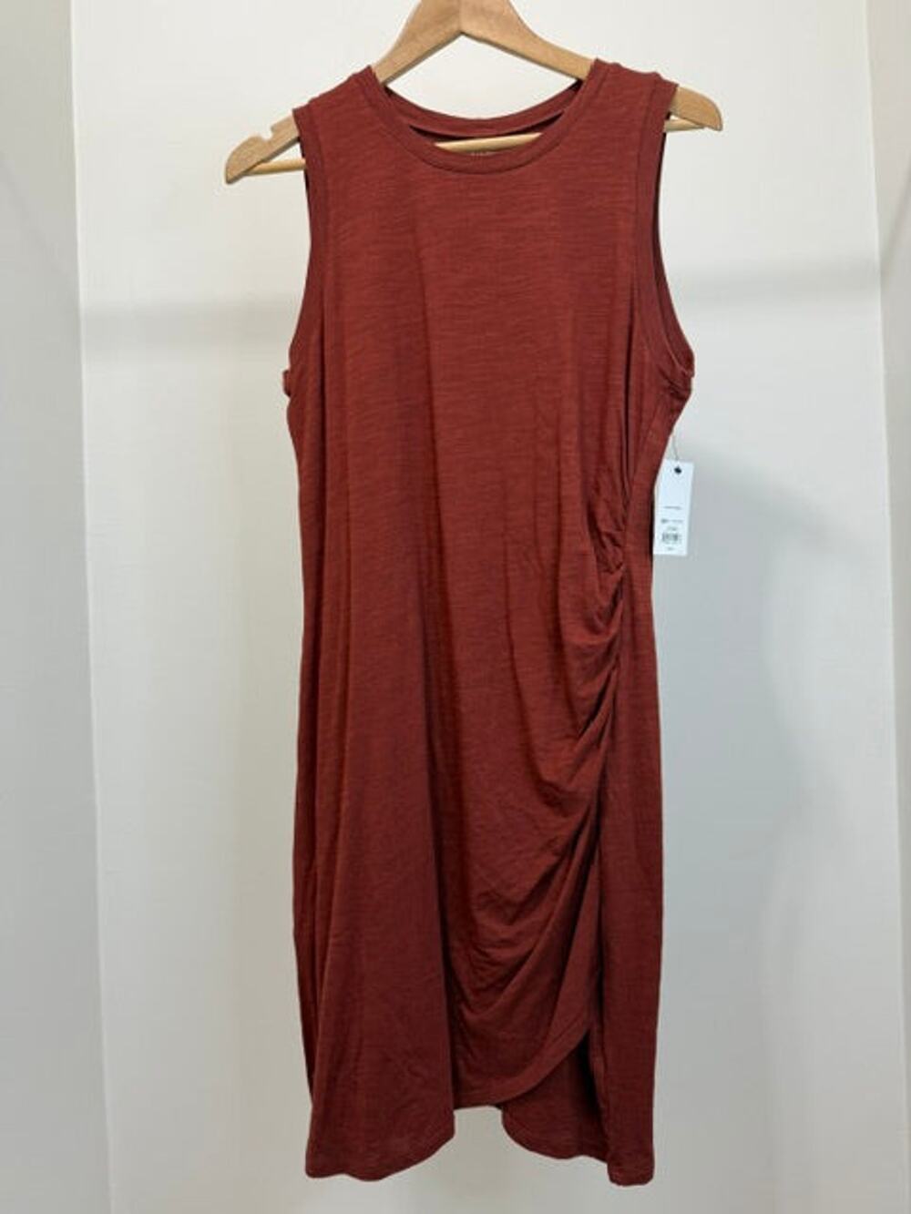 Nine West Side Ruched Sleeveless Dress Rust NWT SzXL